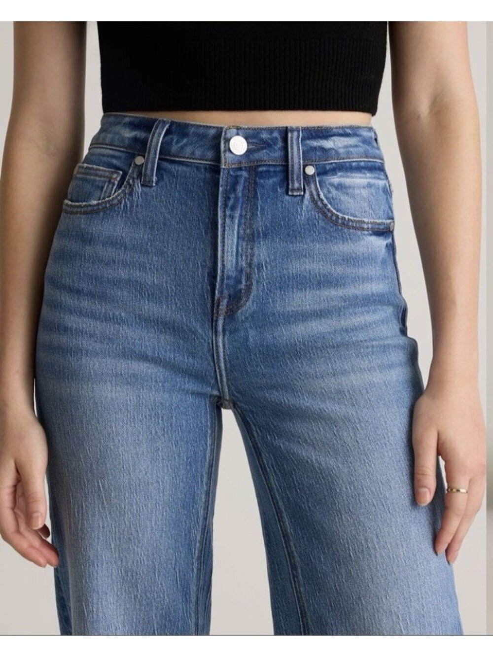 Quince Bella Stretch Relaxed Straight Jeans Denim Atlantic Blue Size 32/30 - Picture 10 of 16